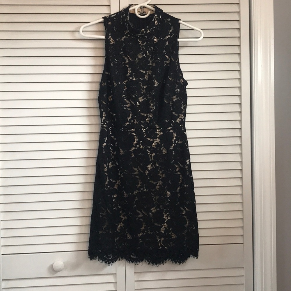 High neck, Lace Mini Dress